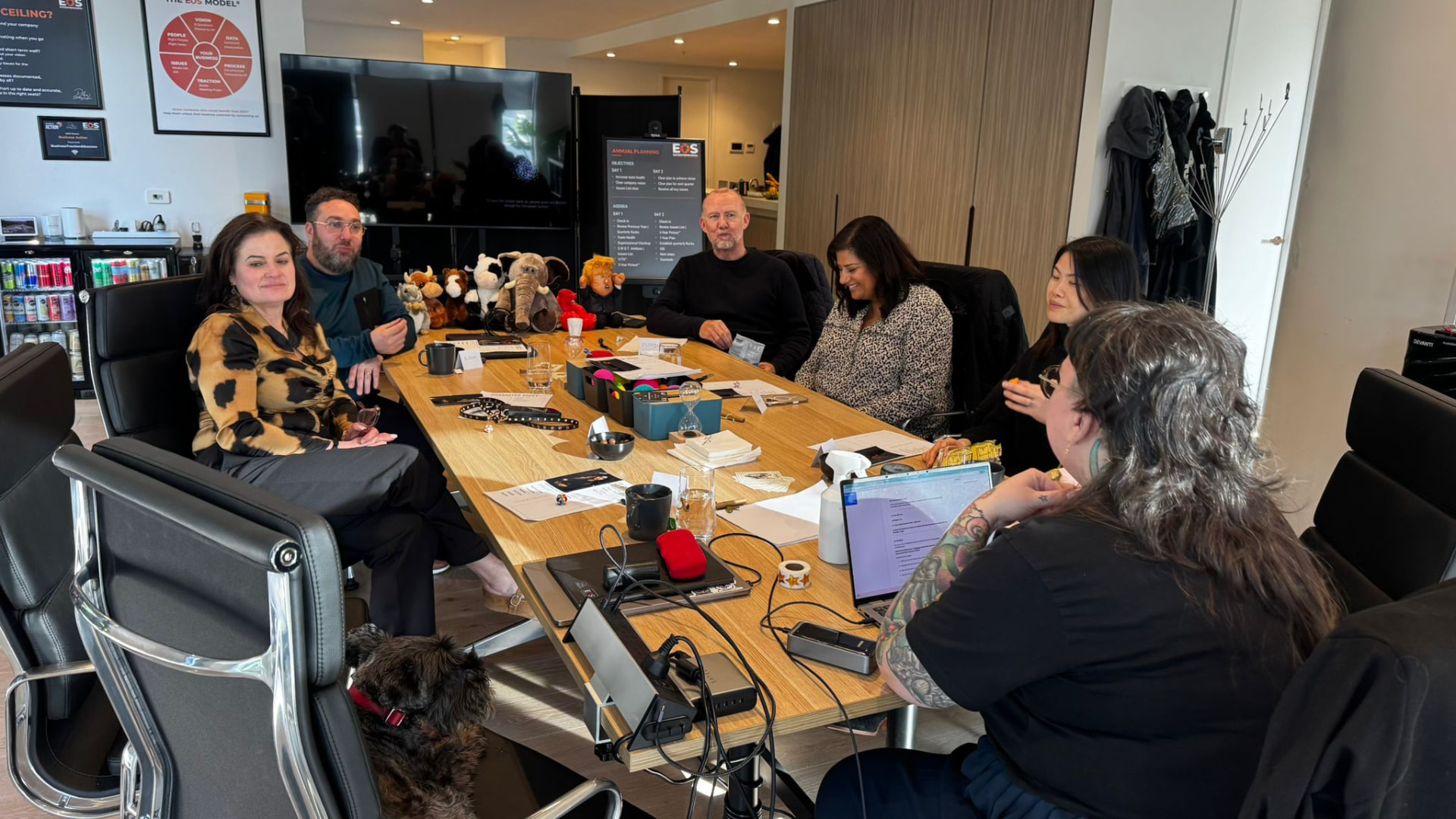 Leaders working together around a table